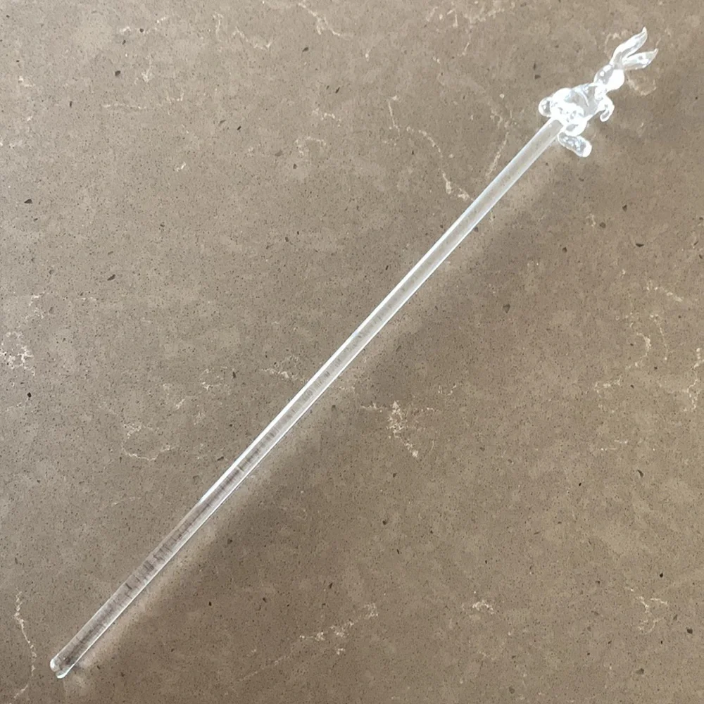 Last One! NWOT Princess House Crystal Glass Bunny Rabbit Swizzle Stick Stirrer